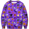 Moda Primavera y Otoño Nueva Estación Independiente Impresión 3D Serie Fantasma de Halloween Sudadera Casual Holgada para Hombre Cuello Redondo