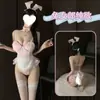 Disfraz sexy y lindo de conejita maid con almohadillas en el pecho, varillas, push-up, uniforme hot, ropa de dormir seductora, lencería erótica 2565