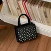 Bolso de Mano de Moda Estilo Europeo y Americano con Remaches, Bolso de Hombro Estilo Punk para Viajes de Chicas Populares, Bolso Cruzado Texturizado de Alta Calidad para Mujer