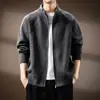 Suéter cárdigan de peso pesado de alta gama 930 g Chaqueta para hombre Primavera y Otoño Estilo perezoso holgado Casual americano Cierre de cremallera Tejido de punto