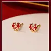 Pendientes de Plata Pura 999 Nube Auspiciosa y Ruyi, Novedad Año Nuevo 2025 Más Vendidos Estilo Chino Nuevo Pendientes Rojos Joyería de Regalo