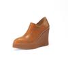 Zapatos de Tacón de Cuña de 10 cm para Mujer, Piel Genuina, Tacón Súper Alto, Estilo Nuevo Primavera y Otoño 2026, Cremallera Lateral, Zapatos Pequeños de Piel para Mujeres Pequeñas