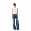 Jeans Wide Leg Lavado Retrô Americano para Mulheres Tendência Versátil Novo Estilo Fluido Versátil Casual Calças de Comprimento Total