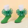 Meias Infantis Femininas de Verão Finas Coloridas com Pompons e Renda Meias de Dança Estilo Princesa Bebê Meias de Algodão Atacado