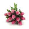 Fresas Simuladas con Escarcha, Decoraciones Navideñas, Caja de Regalo de Flores Eternas, Materiales para Hacer Guirnalda Colgante para Coche