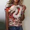 Camiseta de Impresión 3D Personalizada de Fábrica Dragón Chino para Mujer Hip Hop Calle Casual Manga Corta Top para Cosplay