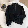 Peça Única Malha Veludo Gola Alta Meia Manga Longa para Mulheres Outono e Inverno Novo Estilo Coreano Veludo Espessado Camisa Base Top