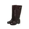 Primer Encuentro Ji Botas Vaqueras Cortas Retro Hebilla de Cuero Botas de Motocicleta Mujer Punta Redonda Tacón Grueso Botas Largas Suela Gruesa Pantalón Botas Mujer