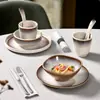 Juego de Vajilla de Melamina Estilo Ins, Tazones y Platos, Alto Valor Estético, Platos de Cena Estilo Occidental, Servicio de Mesa Comercial para Hotel y Restaurante, Juego de Cuatro Piezas al por Mayor