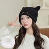Gorro de otoño e invierno para mujer, gorro de punto, para circunferencia de cabeza grande, gorro de confinement posparto, gorro de punta, para verse la cara lindo, gorro para el frío, gorro de montón