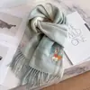 Cachecol Espesso Xadrez de Lã Pura para Casal, Bordado Tridimensional Casual de Pônei de Ano Novo, para Presentes