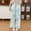 Calça de Pijama Cartoon de Algodão Nuvem Doce para Usar ao Ar Livre, Roupa de Casa Solta, Fina, Estampada, Fofa, Estilo Coreano, com Toque de Algodão
