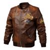 Chaqueta de Cuero para Hombre de Estilo Nuevo Otoño e Invierno Transfronteriza con Forro Polar, Chaqueta de Béisbol Juvenil de Moda, Abrigo de Cuero Bordado