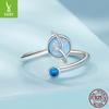 Dije de plata original nuevo anillo de apertura de pequeño planeta cielo estrellado cósmico plata de ley s925 anillo de joyería Aobao para mujeres