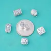 Plata Pura S999 Estilo Chino Nuevo Vintage Cuentas Espaciadoras de Paz y Fortuna Elefante Pequeño Seis Palabras Mantra Cuenta de Fortuna Accesorios para Pulsera DIY
