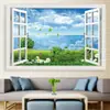 Pegatinas de Pared Estereoscópicas 3D Mural Autoadhesivas Pintura de Paisaje Fondo de Sala de Estar Dormitorio Cubierta de Pared Decoración Fea Ventana Falsa Colgante de Pared
