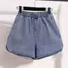 Tiro Real de Shorts de Mezclilla de Verano para Mujer, Adelgazantes, Cintura Elástica, Pierna Ancha Holgada, Tallas Grandes, Delgados, Abertura, Color Sólido