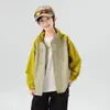 Otoño 2026 Nuevo Estilo Versión Coreana Bloque de Color Con Capucha Cortavientos Infantil Primavera y Otoño Versátil Chaqueta Cortavientos para Niños