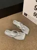 Primer Encuentro Temporada Moda Retro Lunares Chanclas Ropa Exterior para Mujer Sandalias de Tacón Cuña con Tira para Dedo del Pie Estilo Coreano Punta Abierta Cuadrada Alto