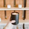 Vela Aromática de Cera de Soja Natural em Copo Cerâmico Preto Fosco Decoração para Casa Copo de Cera Cerâmica para Aromaterapia