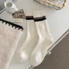 25 Meias Novas de Outono e Inverno para Mulheres, Punhos Duplos Espessados, Meias de Imitação de Caxemira, Quentes e à Prova de Frio, Meias Femininas Simples Coreanas, Meias de Cano Médio