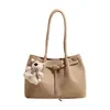 Bolso Tote de Moda con Cierre de Candado para Mujer, Estilo Suave, Bolso de Mano de Gran Capacidad para Viajes Diarios, Versátil con Colgante, Bolso de Hombro Único para Mujer