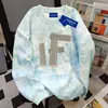 Sudadera Redonda con Estampado de Letras de Diseño Americano Delgado Tie-Dye para Mujer Otoño e Invierno Rosa Estilo Pareja Top Versátil