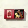 Caja de Regalo Roja de Paz y Alegría, Hazte Rico Inmediatamente, Caja de Almacenamiento con Llavero Dorado, Caja de Joyería para Pendientes, Collares, Pulseras
