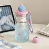 Nueva taza de pajita con separación de té y agua de dibujos animados lindos de alta apariencia, taza de gran capacidad, taza portátil de verano con asa