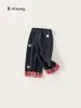 Ropa Seleccionada para Niños D-Bang: Pantalones para Niña, Nueva Colección de Primavera, Jeans a Cuadros con Contraste de Color, Pantalones Rectos Personalizados para Niños Pequeños