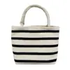 Bolso de Mano Simple a Rayas Moda Versión Coreana Ins Tela Compuesta Resistente al Desgaste Bolsa Cuadrada Pequeña Bolso Portátil Casual para el Trabajo y el Viaje