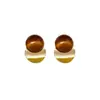 Pendientes de Disco Manchados Color Café Retro de Diseño de Nicho para Mujer, Pendientes de Alta Gama, Pendientes Versátiles Elegantes de Otoño e Invierno