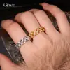 Anillo Abierto de Flor Hueca con Circonita Bañado en Oro Real de 18K Anillo de Nicho de Alta Gama Joyería de Moda de Lujo Ligero para Mujeres