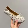 Versión de cuero suave~Zapatos de ballet para mujer, nuevos de otoño, Mary Jane retro casual versátiles, de lunares, de punta fina, de un solo color