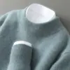 Nova coleção de suéteres de outono e inverno: Malha 100% lã, perfeita como camada interna casual para homens, com gola alta e design mais grosso e quente.