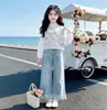 Conjunto de Ropa de Otoño para Niñas 2026 Nuevo Elegante Infantil Casual Mezclilla Estilo Primavera/Otoño Niña Versión Coreana Chaleco Conjunto de Tres Piezas