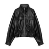¡Orden de exportación! AliExpress moda europea y americana transfronteriza, artículo de moda, venta al por mayor, chaqueta de efecto piel ajustada con cuello alto