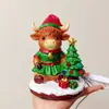 Decorações Luminosas de Vaca das Terras Altas de Natal Transfronteiriças Artesanato em Resina Enfeites Decoração de Casa Jardim Mesa Presentes