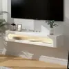 Mueble de TV suspendido de madera maciza para salas de estar pequeñas, set de mesa de café y mueble de TV de pared, mueble de almacenamiento flotante blanco