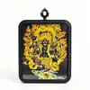 Thangka Tibetano Budista de la Deidad de la Riqueza Negra de Mahakala, Imagen de Mahakala Buda Bordada a Mano con Oro