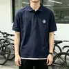 Camisa Polo Casual Estilo Americano para Homens, Manga Curta, Corte Solto, Tamanho Grande, Design Único, Marca Minimalista Tendência, Camisa Polo com Gola Reversível para o Verão
