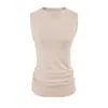 Chaleco de Verano Nuevo de Estilo Europeo y Americano, Cuello Semi Alto, Sin Mangas de Lyocell, Ajuste Delgado, Plisado, Versátil, Elegante