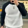 Suéter Pulóver de Moda Estilo Americano Marca de Tendencia Combinación de Colores para Hombre Ins Moda Otoño e Invierno Holgado Casual Camisa Base Superior para Hombre