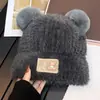 Nuevo Gorro de Osito Lindo de Invierno para Mujer, Moda Versátil, Adelgazante, Tejido, Engrosado, Cálido, Protección para Orejas, Gorro de Felpa