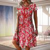 Vestido informal de manga corta con cuello redondo y estampado holgado de Amazon para mujer, novedad de verano 2023, con comercio exterior