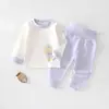 Conjunto de algodón puro de grado A para bebé, de cintura alta, cálido, separado, otoño, top y pantalón, ropa de casa para recién nacido, cuatro estaciones, pijamas