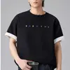 Nova Camiseta Solona com Lavagem de Areia, Tecido Pesado, Bordado Colorido, Gola Redonda, Manga Curta Masculina Verão Solta Versátil Meia Manga