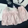 Conjunto de Pijama de Algodón con Textura de Nube para Mujer, Verano, con Sujetador Incorporado, Sensación de Alta Gama, Se Puede Usar al Aire Libre, Conjunto de Ropa para el Hogar con Top de Tirantes y Shorts de Dibujos Animados