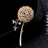 Broche Estilo Coreano Cintura Zircônia Incrustada Elegante Corsage Acessórios Vestido de Terno Feminino Broche Dente-de-Leão Estilo Luxo Acessível
