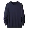 Nova blusa de moletom masculina para primavera e outono sem capuz, gola redonda, manga longa, casual, cor sólida, corte solto